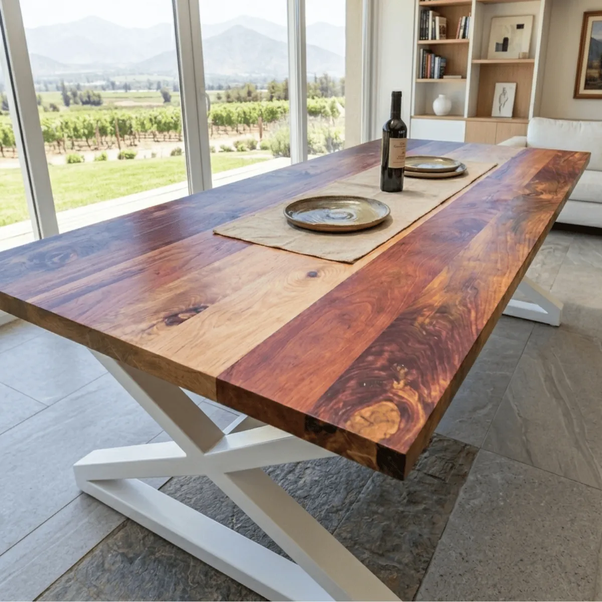 NSCOMPANY - Mesa De Comedor Lombardía de roble 140x80 estructura Blanca