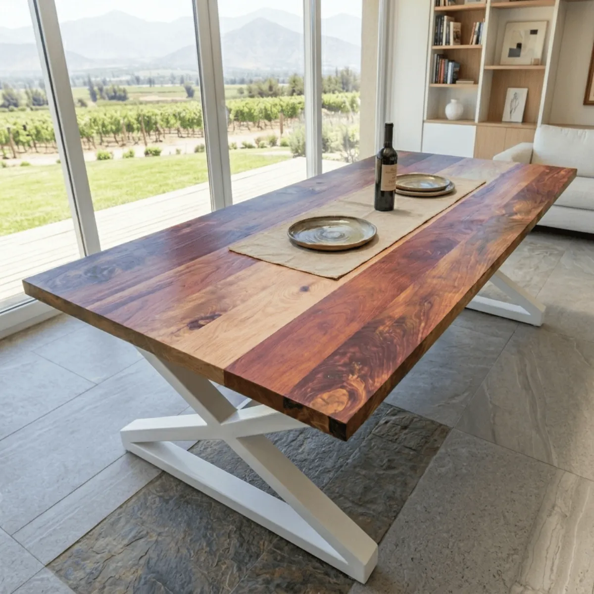 NSCOMPANY - Mesa De Comedor Lombardía de roble 140x80 estructura Blanca