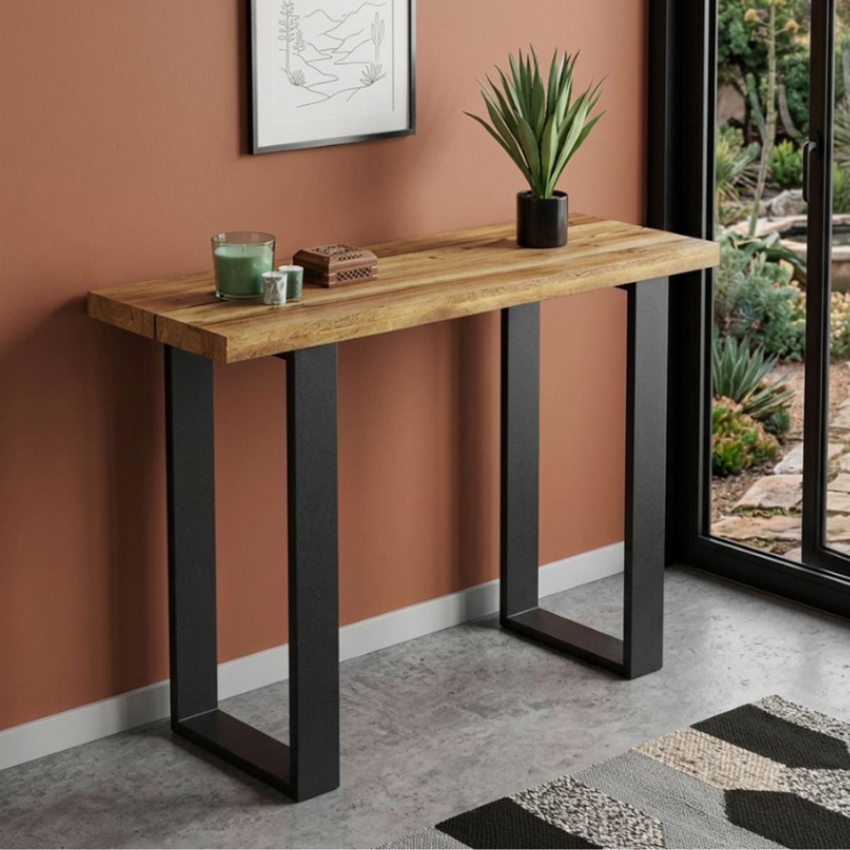 NSCOMPANY - Mesa De Arrimo Sierra  Metal y Roble