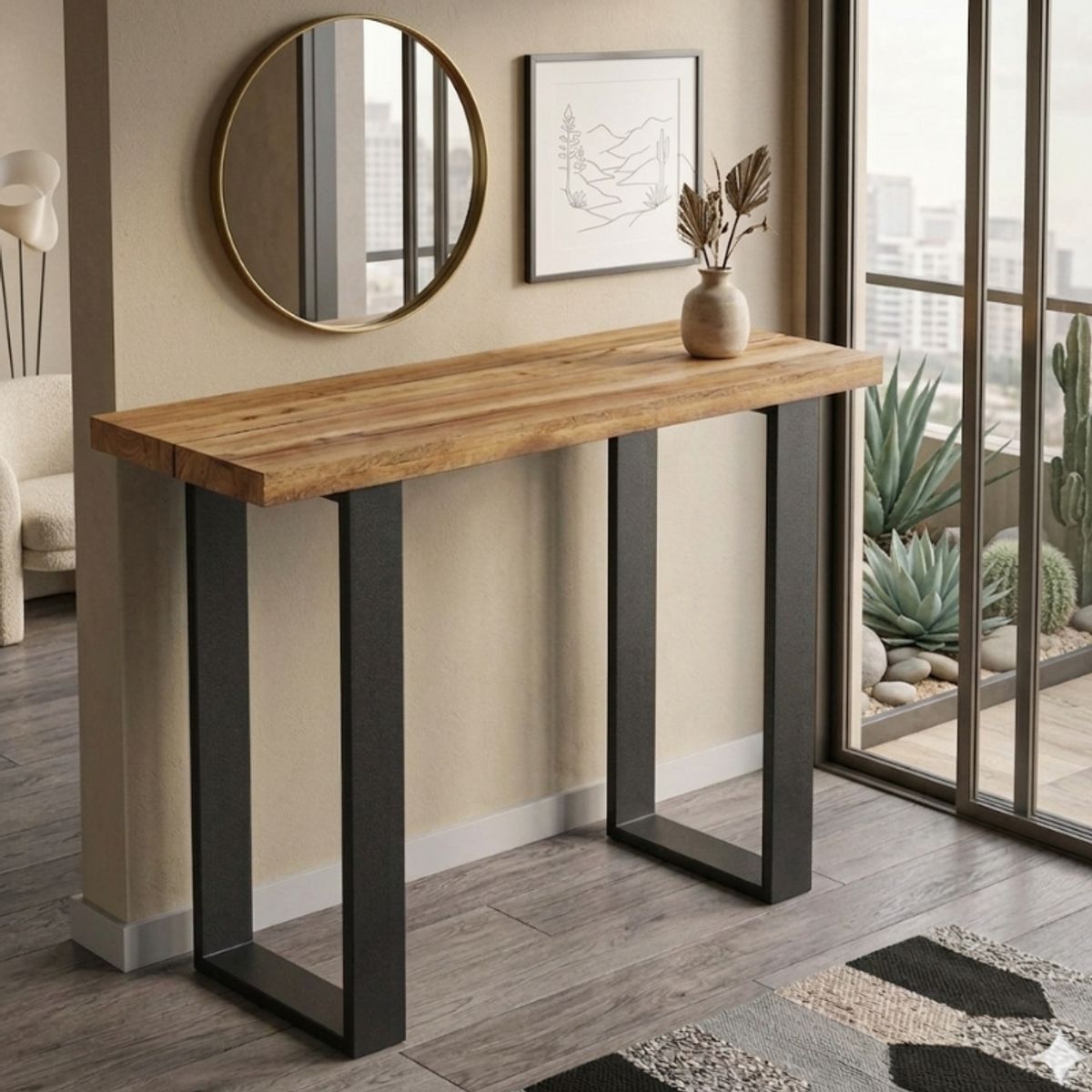 NSCOMPANY - Mesa De Arrimo Sierra  Metal y Roble