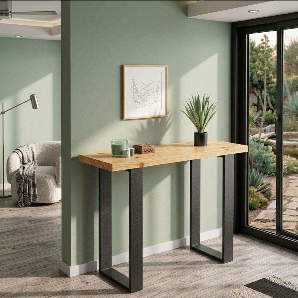 NSCOMPANY - Mesa De Arrimo Sierra  Metal y Madera de pino