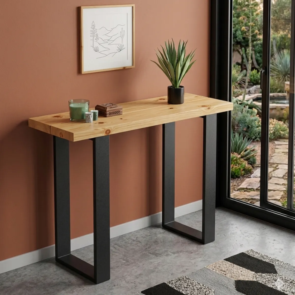 NSCOMPANY - Mesa De Arrimo Sierra  Metal y Madera de pino