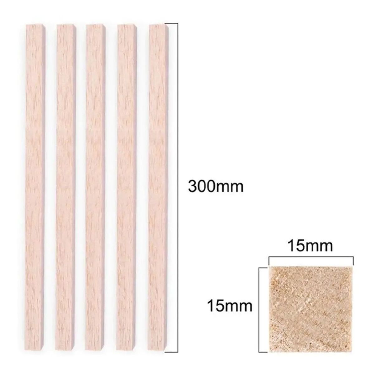 GENERICO - Madera De Balsa 300 X 15 X 15 mm 5un…
