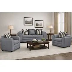 BLACK FACTORY - Juego de Living 2 1 1 Aconcagua Tela Gris