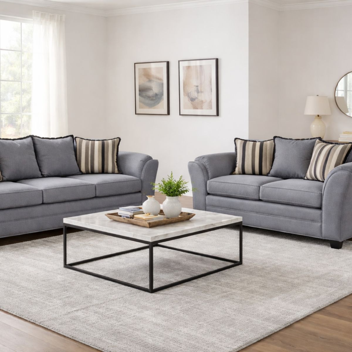 BLACK FACTORY - Juego de Living 3 2 Aconcagua Tela Gris