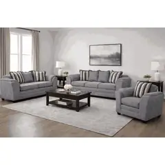 BLACK FACTORY - Juego de Living 3 2 1 Aconcagua Tela Gris