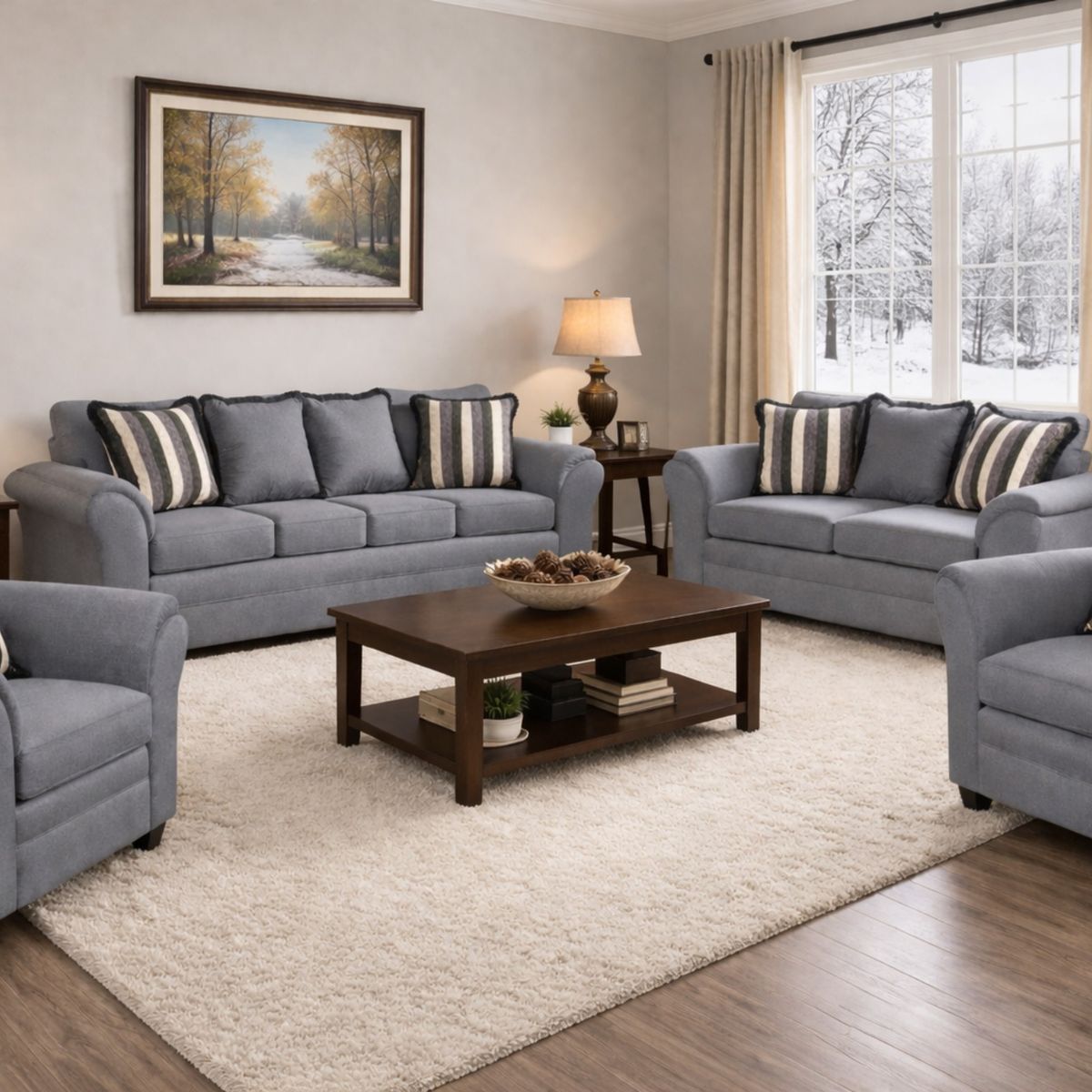 BLACK FACTORY - Juego de Living 3 2 1 1 Aconcagua Tela Gris