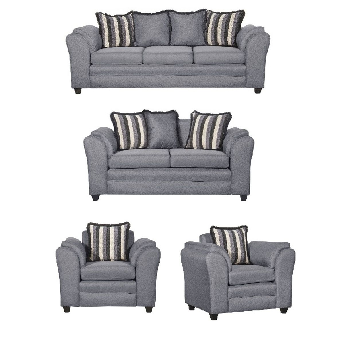 BLACK FACTORY - Juego de Living 3 2 1 1 Aconcagua Tela Gris