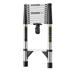 GENERICO - Escalera Plegable Acero Inoxidable 3.8m, 9 Peldaños, 150kg
