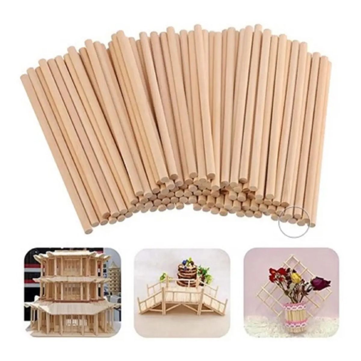 GENERICO - Madera De Balsa 600mm X 12mm De Diámetro 10un