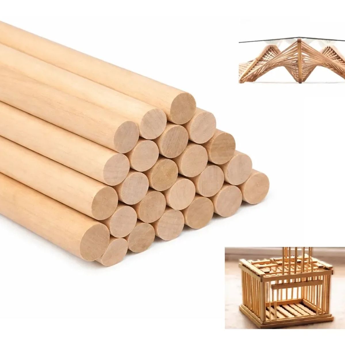 GENERICO - Madera De Balsa 600mm X 12mm De Diámetro 10un