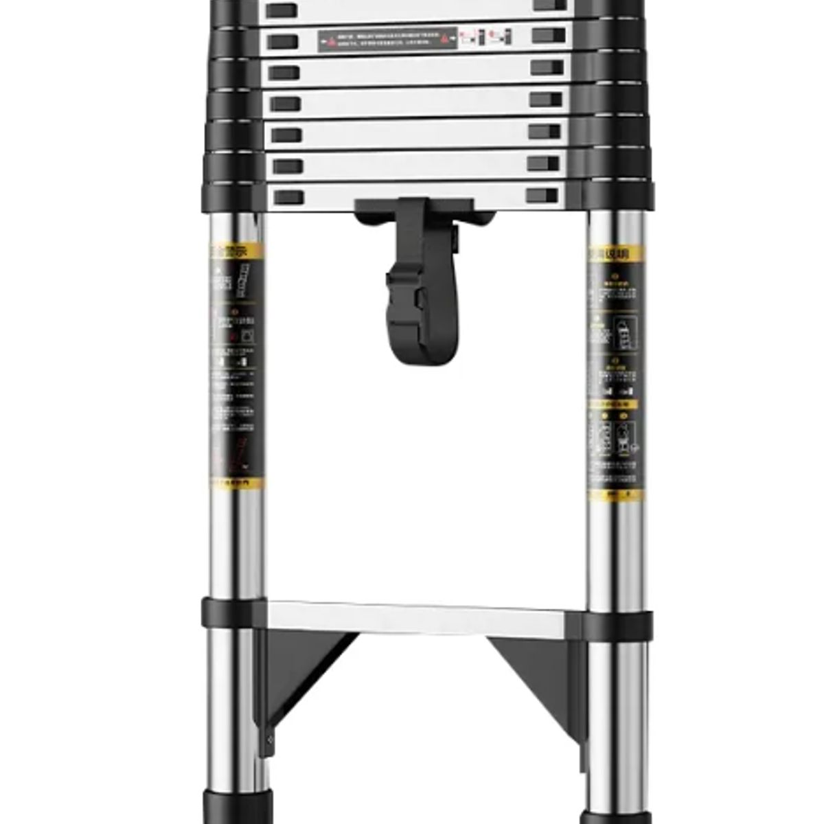 GENERICO - Escalera Plegable Acero Inoxidable 3.8m, 9 Peldaños, 150kg
