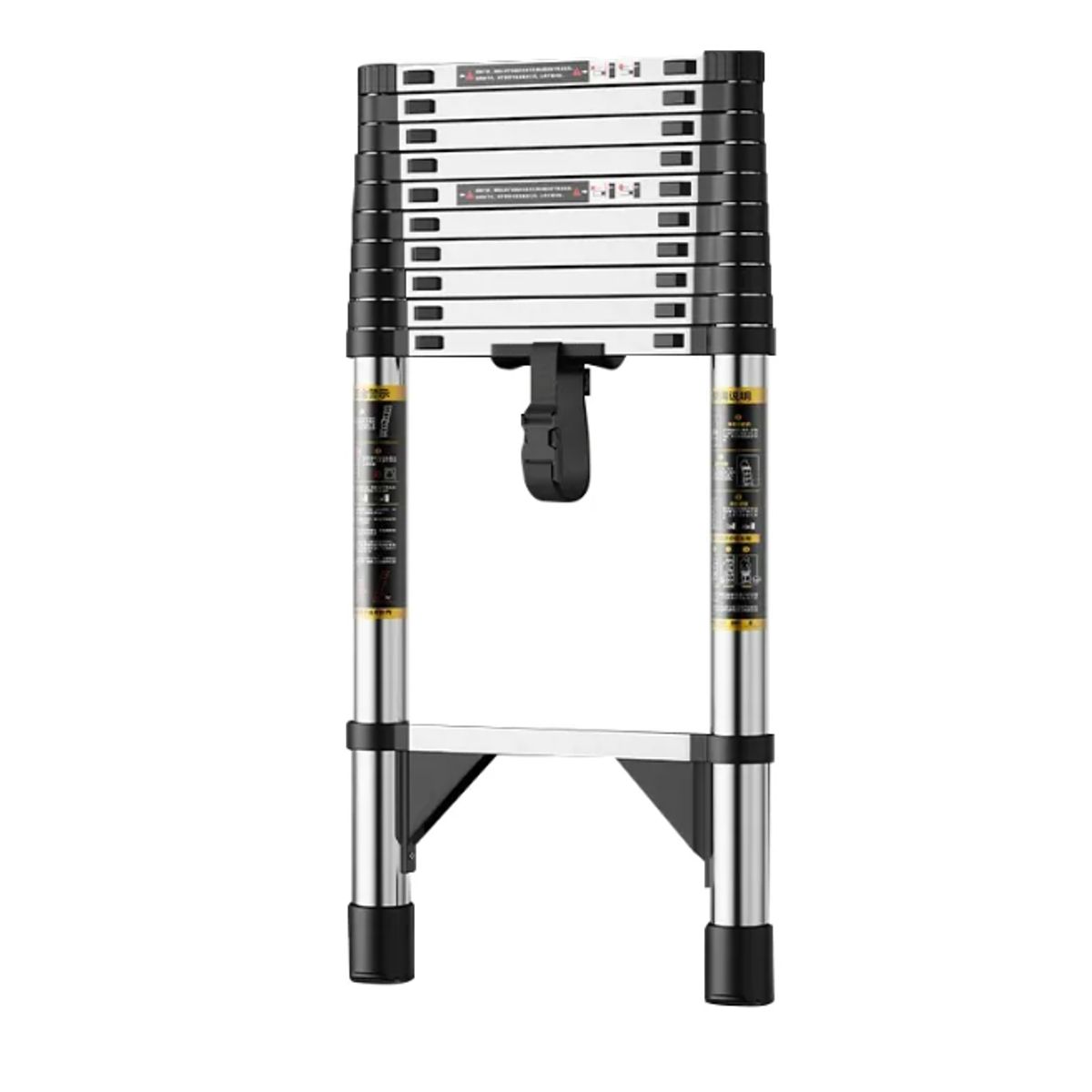 GENERICO - Escalera Plegable Acero Inoxidable 3.8m, 9 Peldaños, 150kg