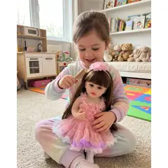 GENERICO - Muñeca Reborn Realista 55 cm 100% Silicona Suave + Accesorios