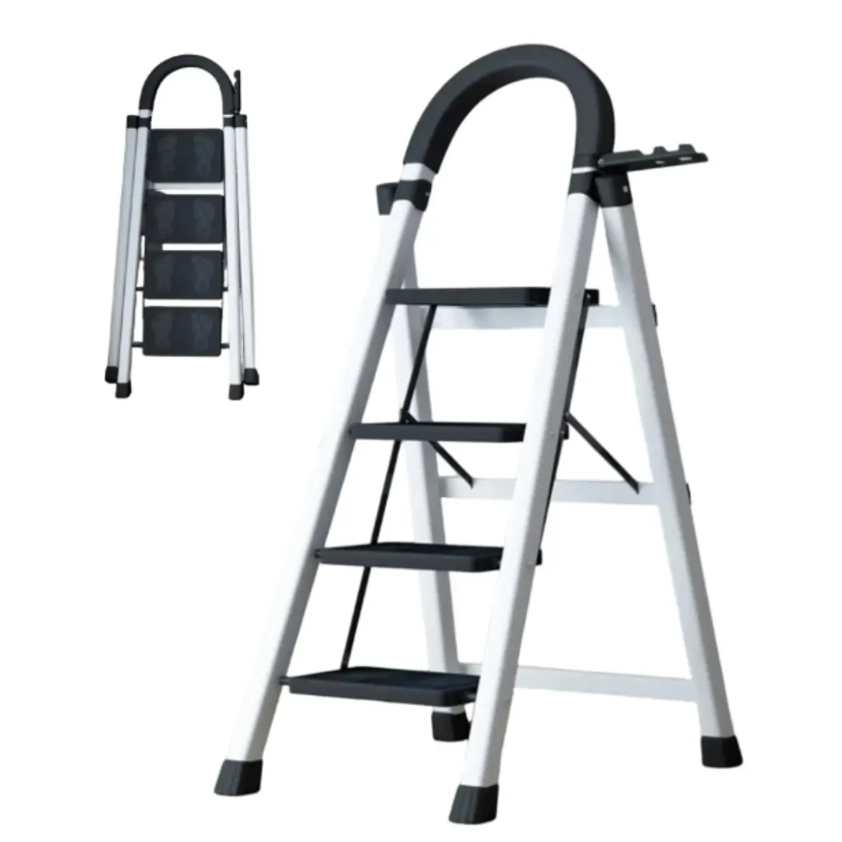 GENERICO - Escalera Plegable 4 Escalones Antideslizante Segura