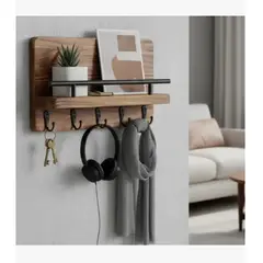 GENERICO - Perchero Madera Porta Llave Pared Con 5 Ganchos Color Marrón