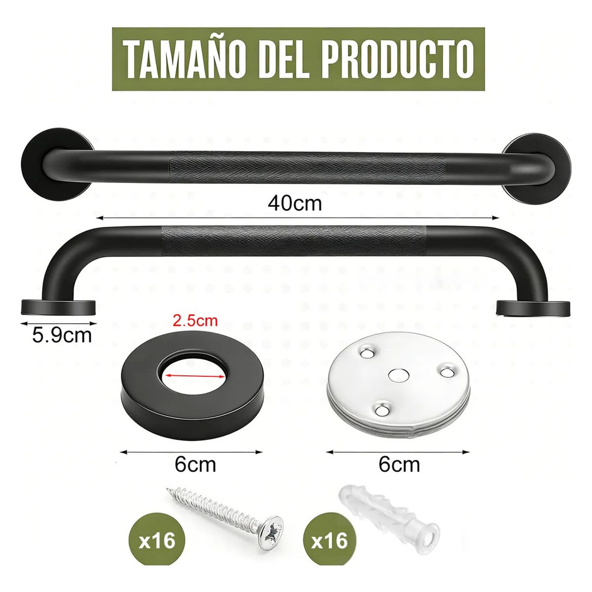 GENERICO - 50cm Barras De Seguridad Apoyo Pasamanos Acero Inoxidable