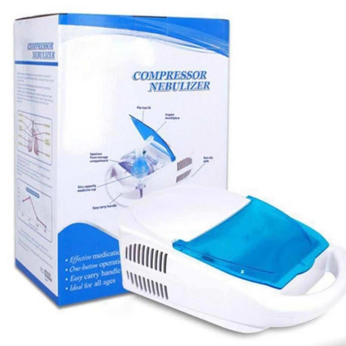 GENERICO - Nebulizador Portátil Asma Maquina Con Kit Completo Blanco