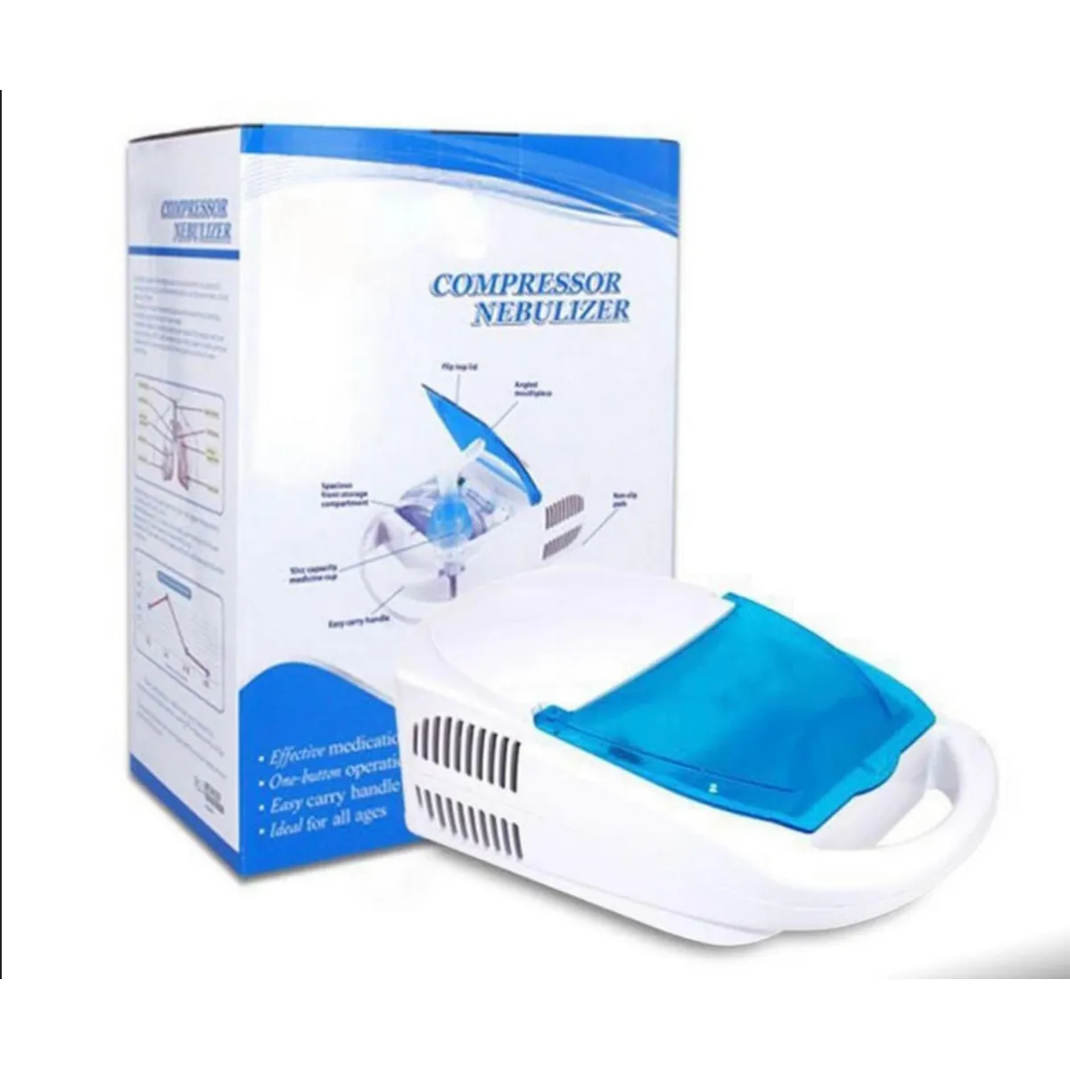GENERICO - Nebulizador Portátil Asma Maquina Con Kit Completo Blanco
