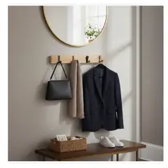 GENERICO - Perchero Pared Madera Colgador 4 Ganchos Percha