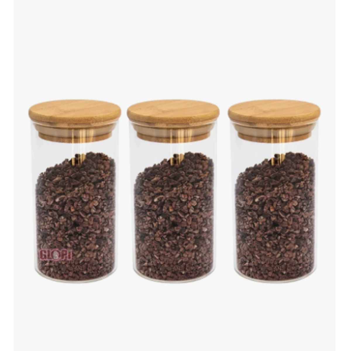 GENERICO - Pack De 3 Frascos De 500ml Con Tapa De Bambú Para Especias Color Transparente