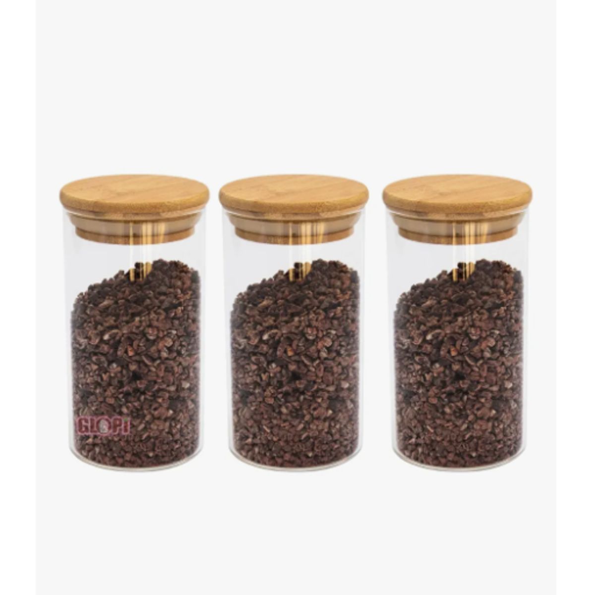 GENERICO - Pack De 3 Frascos De 500ml Con Tapa De Bambú Para Especias Color Transparente