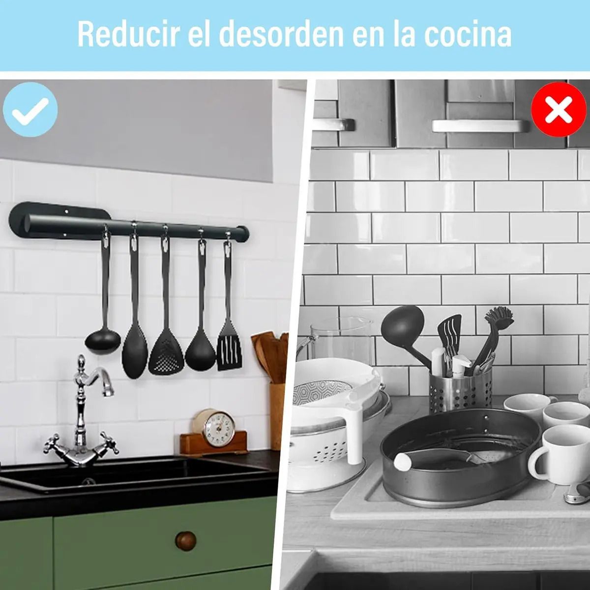GENERICO - Portarrollos De Cocina Con Gancho De Acero Inoxidable