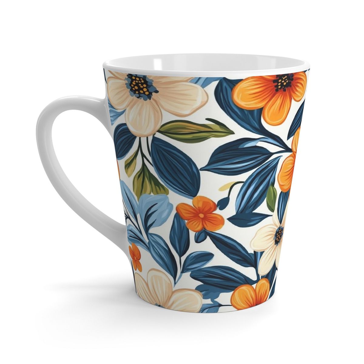 GENERICO - Pack 4 Mugs Café Cerámica Estilo Floral 355ml