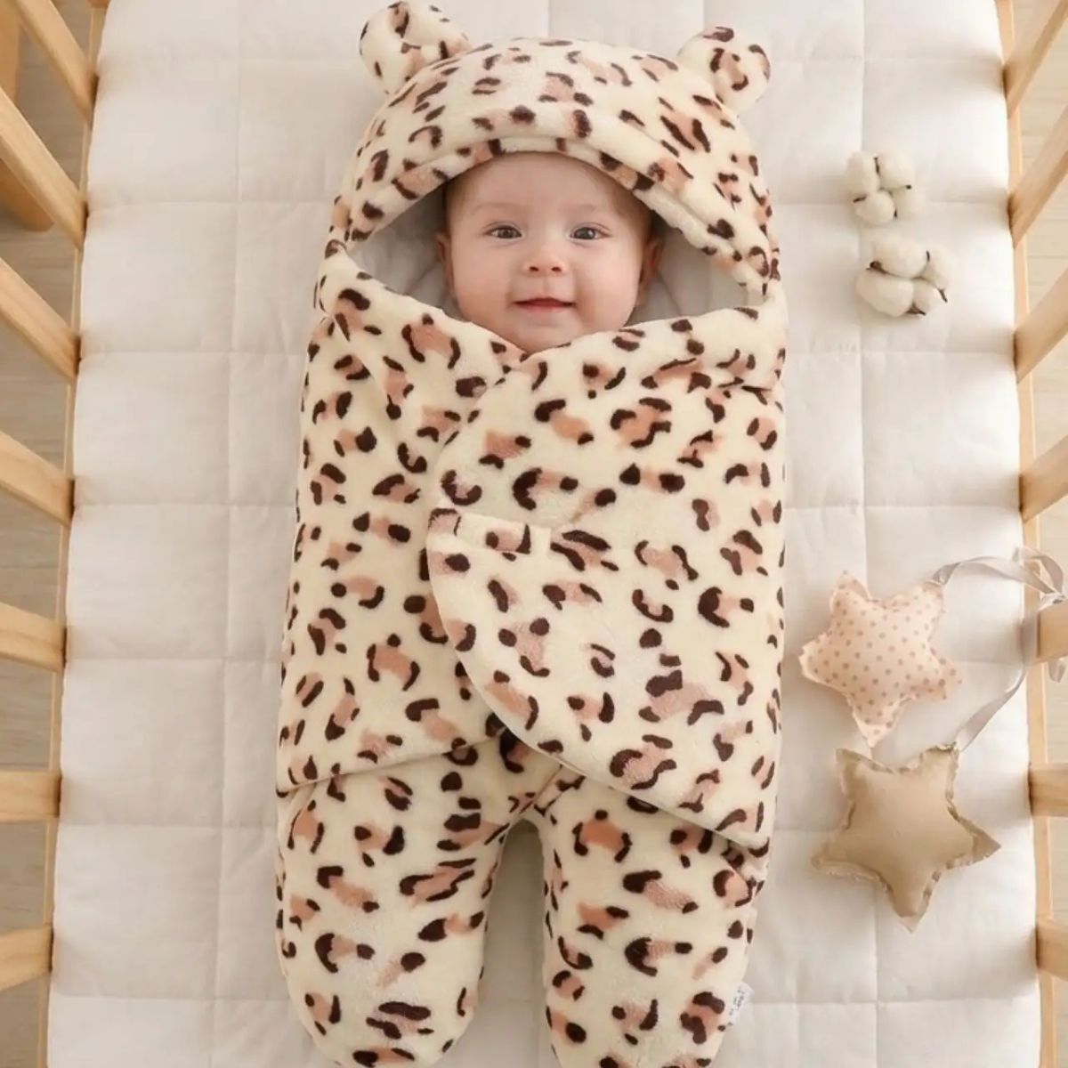 GENERICO - Saco de Dormir Mantita envolvente para Bebé con Capucha de Felpa Ultra Suave 03