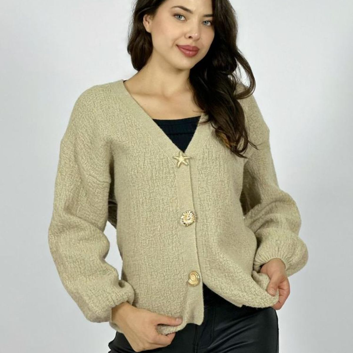 ENIGMATICA BOUTIQUE - Sweater Lana Botones Caracolas y Estrellas