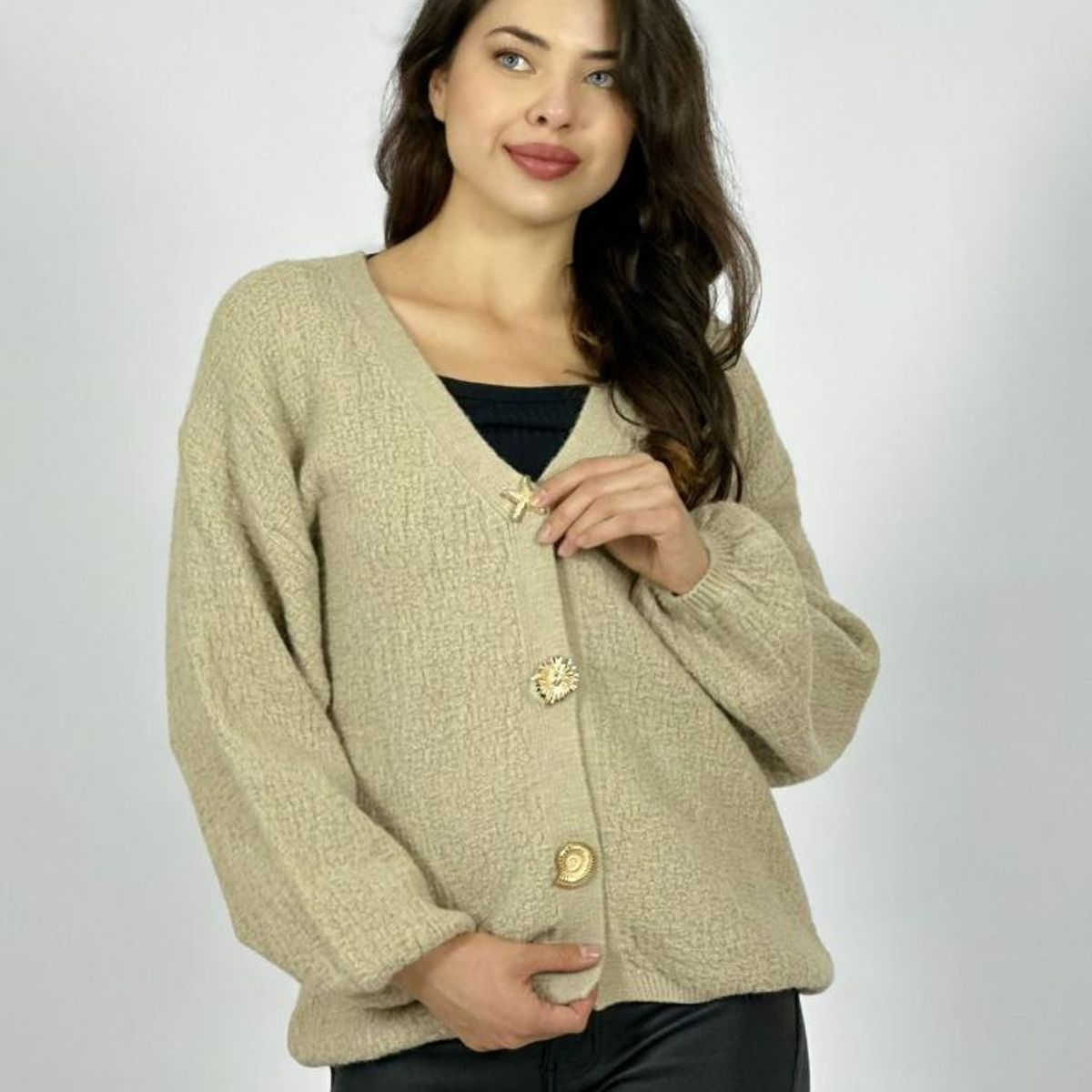 ENIGMATICA BOUTIQUE - Sweater Lana Botones Caracolas y Estrellas