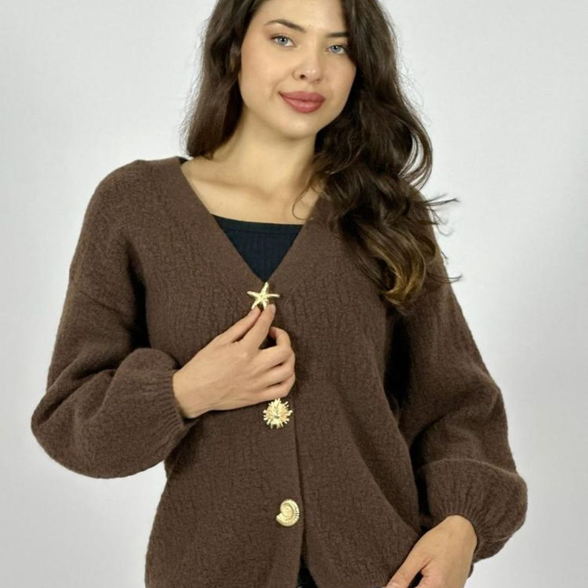 ENIGMATICA BOUTIQUE - Sweater Lana Botones Caracolas y Estrellas