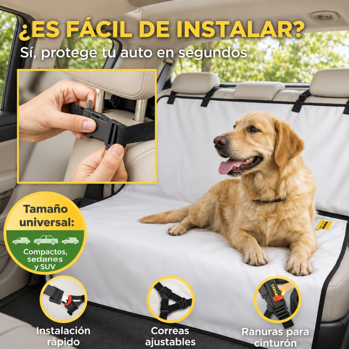 MOVI - Funda Protectora Impermeable Asiento Auto Mascotas Universal  Lavable en Lavadora para Perros y Gatos