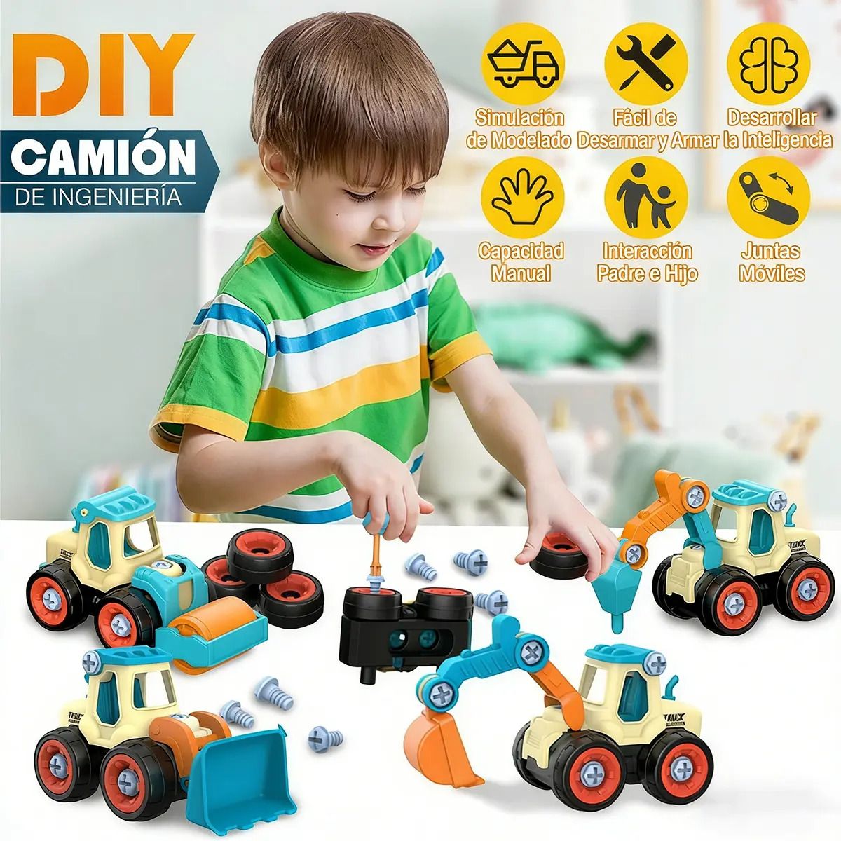 GENERICO - Juego De 4 Piezas Camión De Juguete Desmontable Para Niños