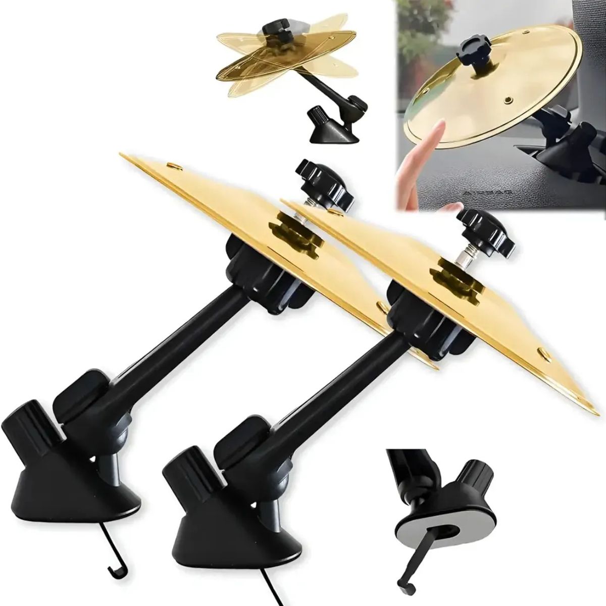 KUANGYE - 2pcs Mini Platillos De Bateria Para Carro Coche Crash Cymbal