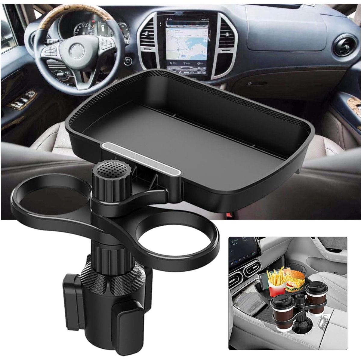 KUANGYE - Mesa Bandeja Para Comida Y Porta Vasos Autos Suvs Camionetas