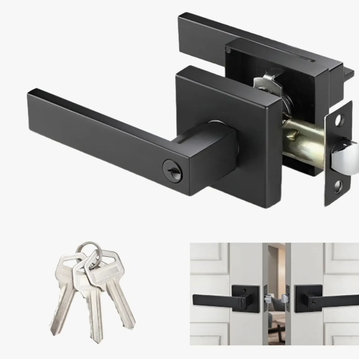 GENERICO - Cerradura Herrajes Cuadrada Puerta Recamara O Principal