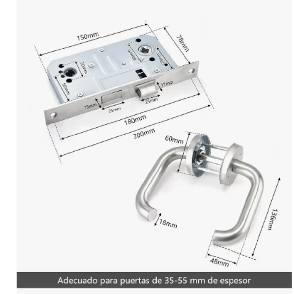 GENERICO - Cerradura Embutida De Puerta Contra Incendios Dormitoriobaño