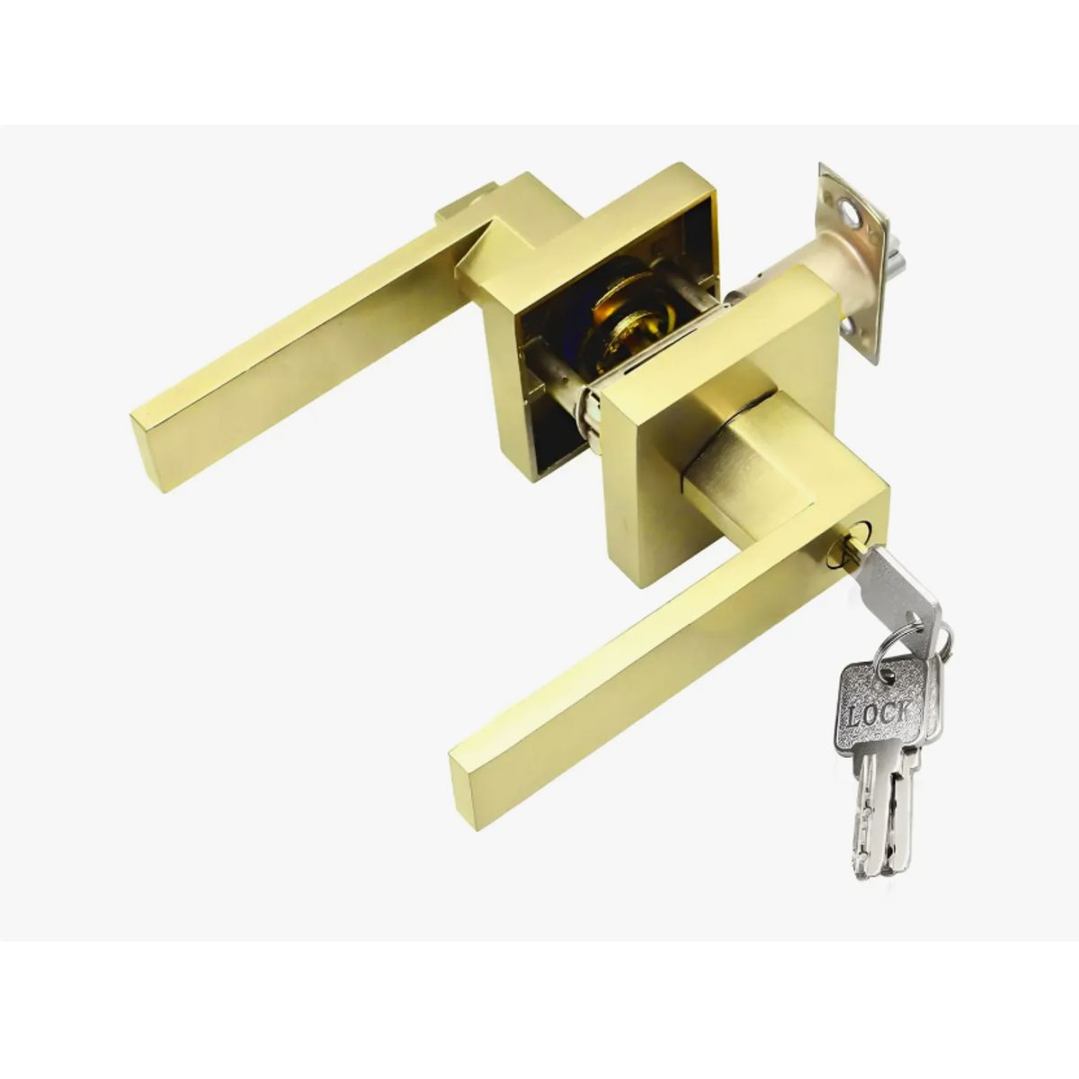GENERICO - Cerradura Tubular Dorada Con Manilla Para Dormitorio O Baño
