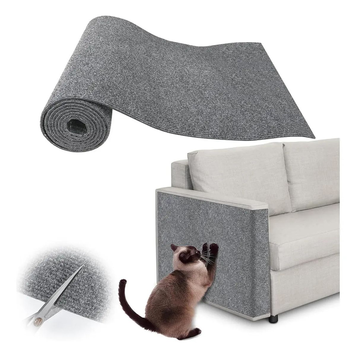 GENERICO - Pegatina Cinta Protectora Sofa Antiarañazos Gatos 40x100cm-Gris