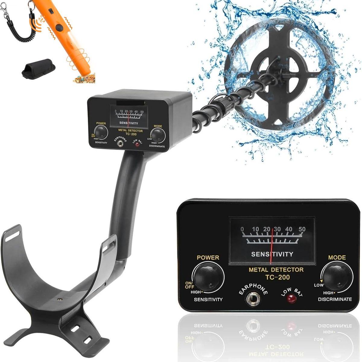 KUANGYE - Detector Metales Profesional Para Playa Adultos,Rastreador Para Búsqueda Tesoro+Metales Pinpointer