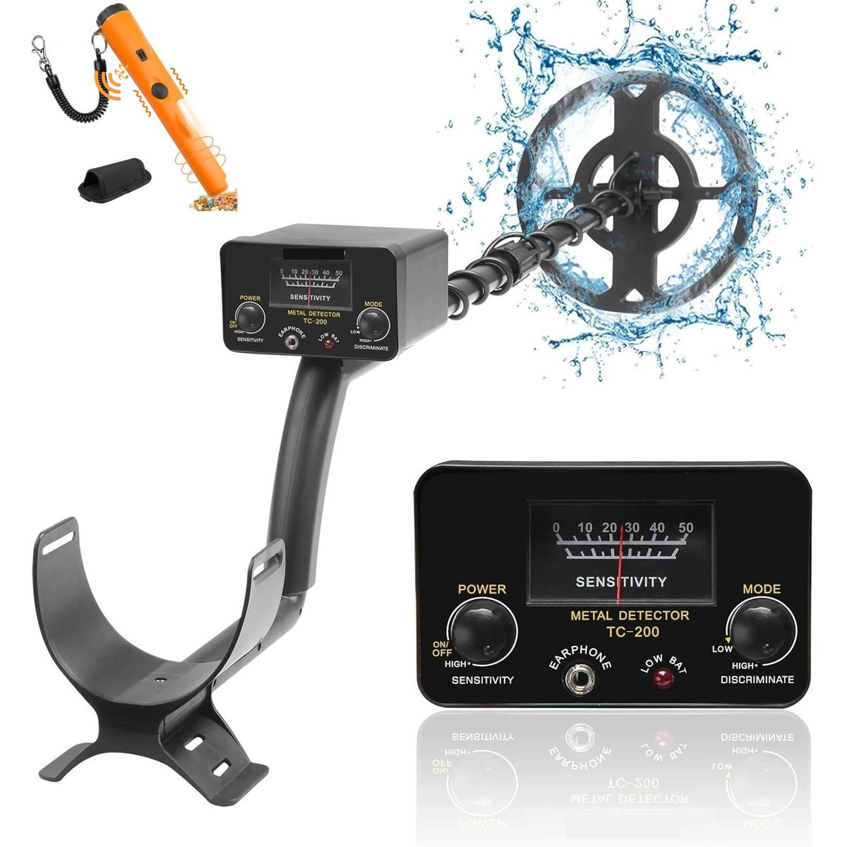 KUANGYE - Detector Metales Profesional Para Playa Adultos,Rastreador Para Búsqueda Tesoro+Metales Pinpointer