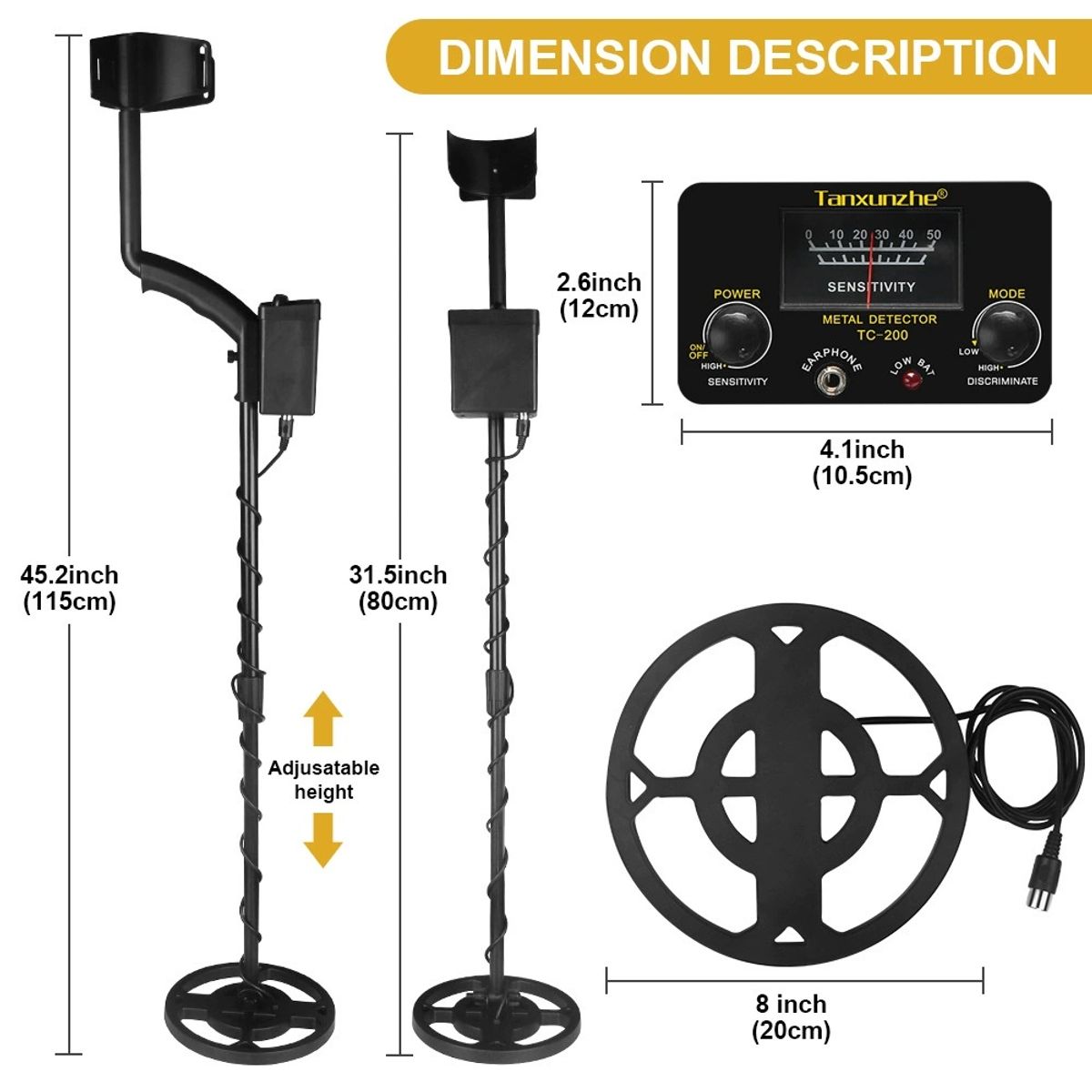KUANGYE - Detector Metales Profesional Para Playa Adultos,Rastreador Para Búsqueda Tesoro+Metales Pinpointer