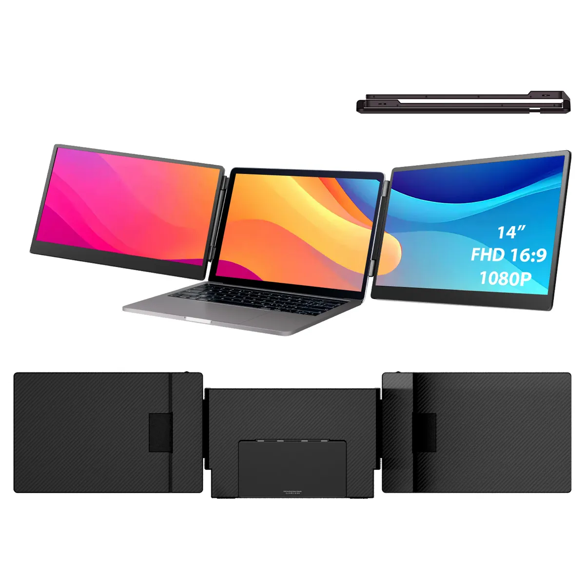 VIDITA - Extensor de Pantalla Doble 14 FHD IPS para Notebook HDMI USB-C Monitor Portátil