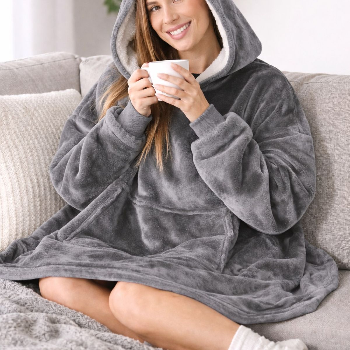 MOVI - Polerón Sherpa Oversize con Capucha Tipo Huggle  Máximo Abrigo y Comodidad Unisex