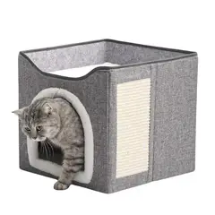 CRUSEC - Cama Escondite Para Gatos Casa De Interior Suave