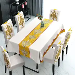 GENERICO - SET DE MANTEL IMPERMEABLE CON 6 FUNDAS CUBRE SILLAS