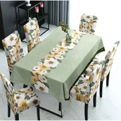 GENERICO - SET DE MANTEL IMPERMEABLE CON 6 FUNDAS CUBRE SILLAS