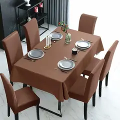 GENERICO - SET DE MANTEL IMPERMEABLE CON 6 FUNDAS CUBRE SILLAS