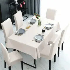 GENERICO - SET DE MANTEL IMPERMEABLE CON 6 FUNDAS CUBRE SILLAS